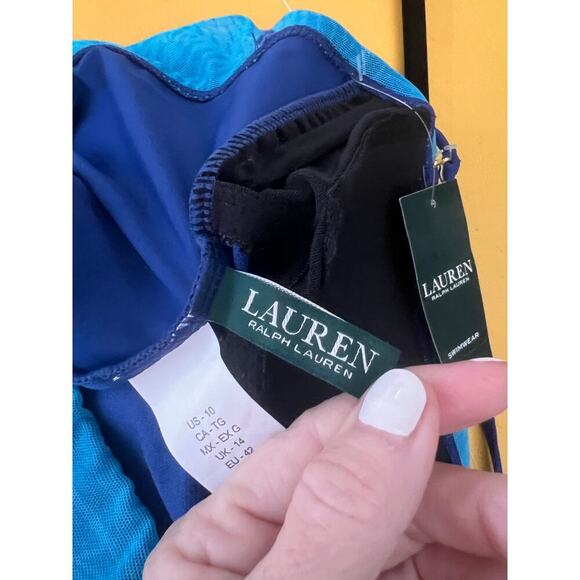 Lauren Ralph Lauren Ombre Palm Flyaway Convertible One-Piece NEW Size 10 - Picture 7 of 7